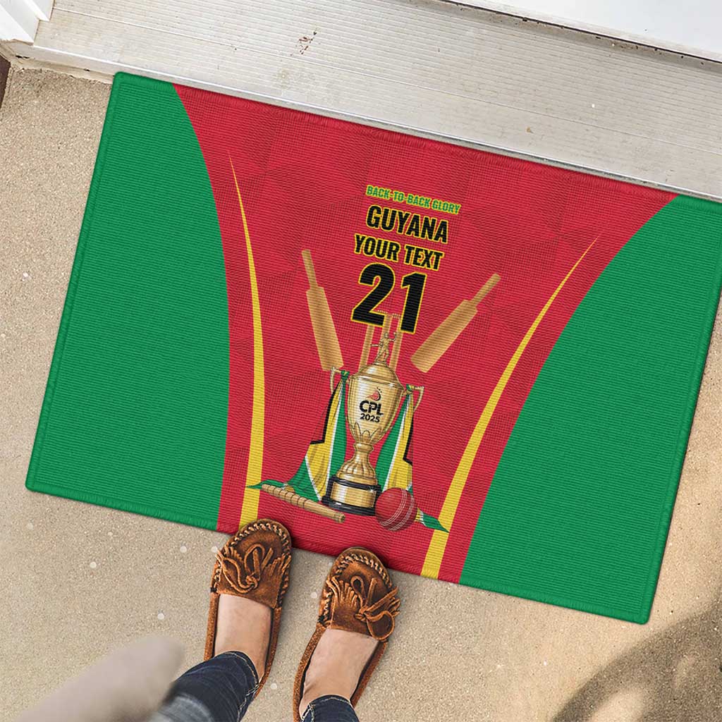 Custom Guyana Victory Run 2025 Rubber Doormat Caribbean Cricket Supporter Amazon Warriors - Wonder Print Shop