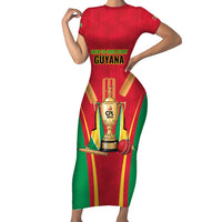 Custom Guyana Victory Run 2025 Short Sleeve Bodycon Dress Caribbean Cricket Supporter Amazon Warriors - Wonder Print Shop
