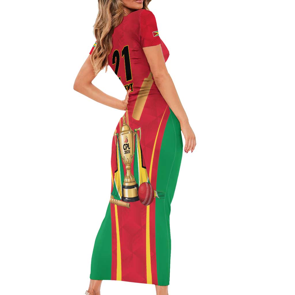 Custom Guyana Victory Run 2025 Short Sleeve Bodycon Dress Caribbean Cricket Supporter Amazon Warriors - Wonder Print Shop