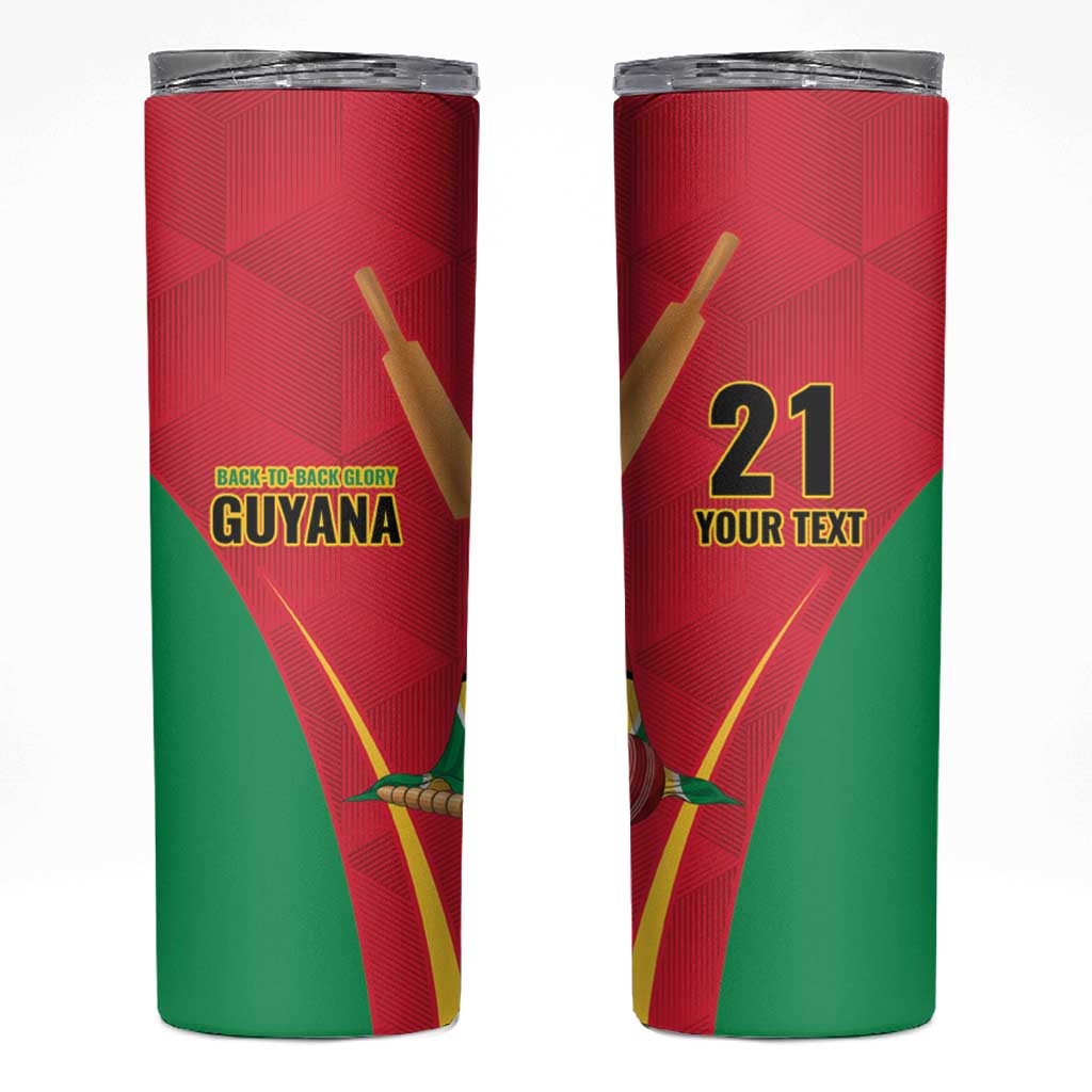 Custom Guyana Victory Run 2025 Skinny Tumbler Caribbean Cricket Supporter Amazon Warriors - Wonder Print Shop