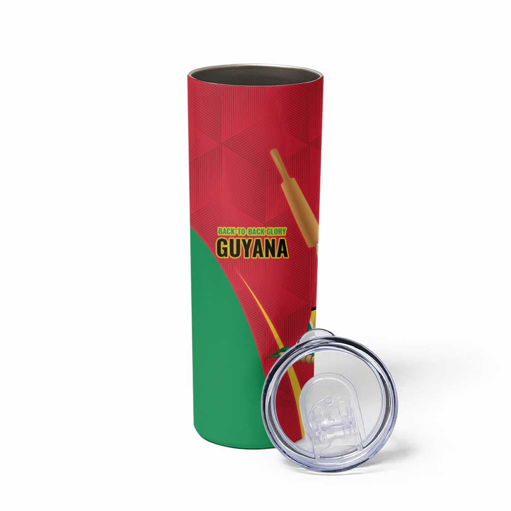 Custom Guyana Victory Run 2025 Skinny Tumbler Caribbean Cricket Supporter Amazon Warriors - Wonder Print Shop