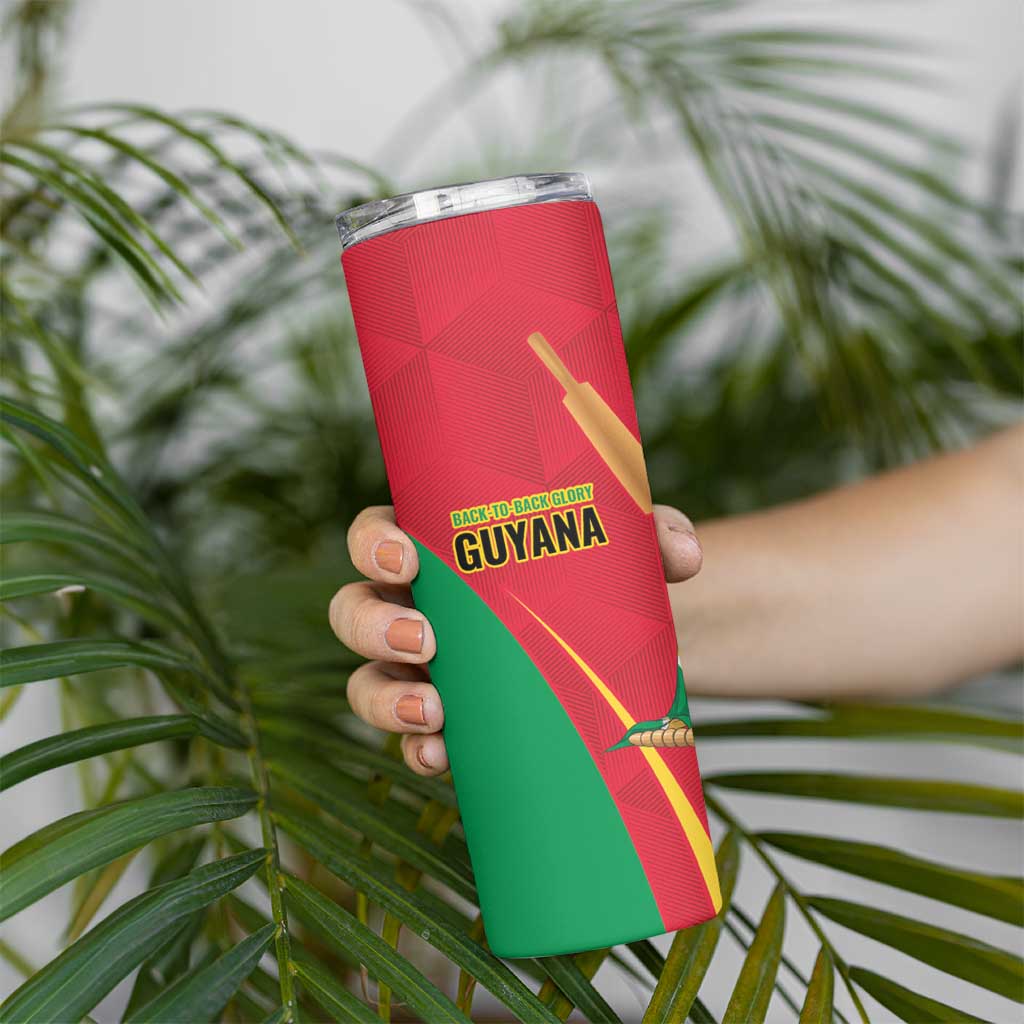 Custom Guyana Victory Run 2025 Skinny Tumbler Caribbean Cricket Supporter Amazon Warriors - Wonder Print Shop