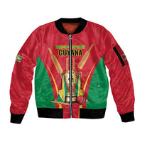 Custom Guyana Victory Run 2025 Sleeve Zip Bomber Jacket Caribbean Cricket Supporter Amazon Warriors - Wonder Print Shop