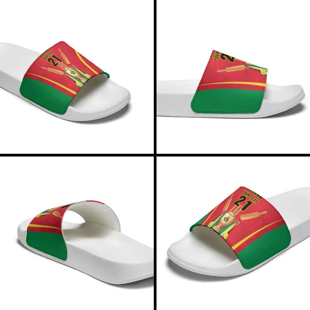 Custom Guyana Victory Run 2025 Slide Sandals Caribbean Cricket Supporter Amazon Warriors - Wonder Print Shop