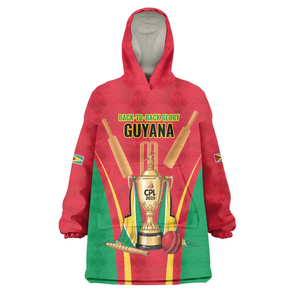 Custom Guyana Victory Run 2025 Wearable Blanket Hoodie Caribbean Cricket Supporter Amazon Warriors - Wonder Print Shop