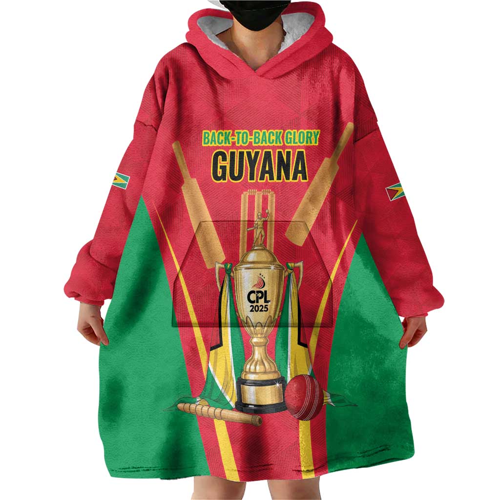 Custom Guyana Victory Run 2025 Wearable Blanket Hoodie Caribbean Cricket Supporter Amazon Warriors - Wonder Print Shop