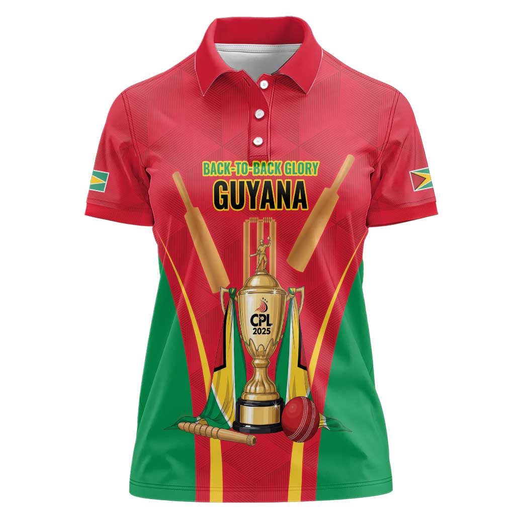 Custom Guyana Victory Run 2025 Women Polo Shirt Caribbean Cricket Supporter Amazon Warriors - Wonder Print Shop