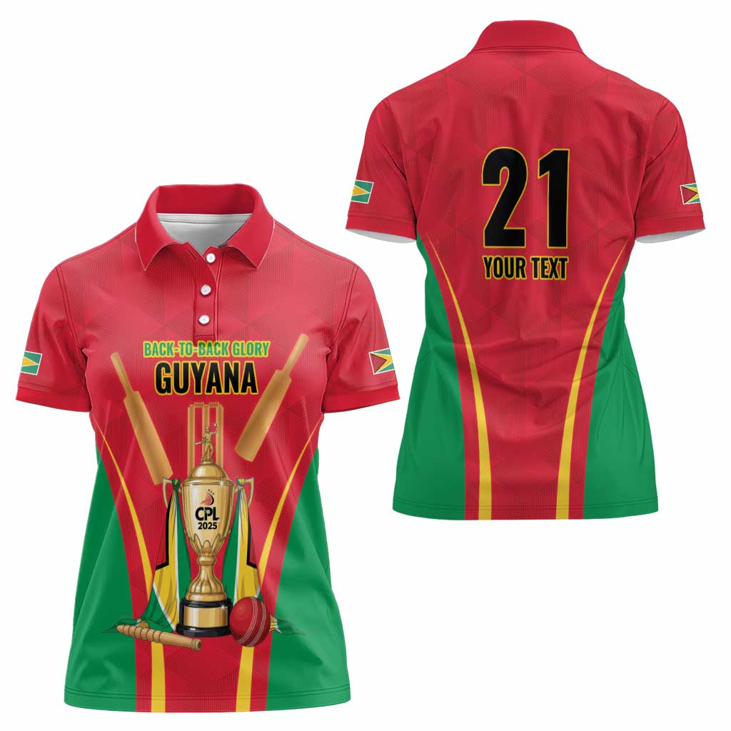 Custom Guyana Victory Run 2025 Women Polo Shirt Caribbean Cricket Supporter Amazon Warriors - Wonder Print Shop