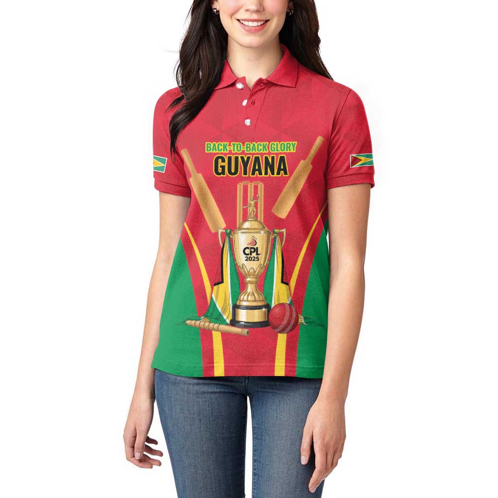 Custom Guyana Victory Run 2025 Women Polo Shirt Caribbean Cricket Supporter Amazon Warriors - Wonder Print Shop