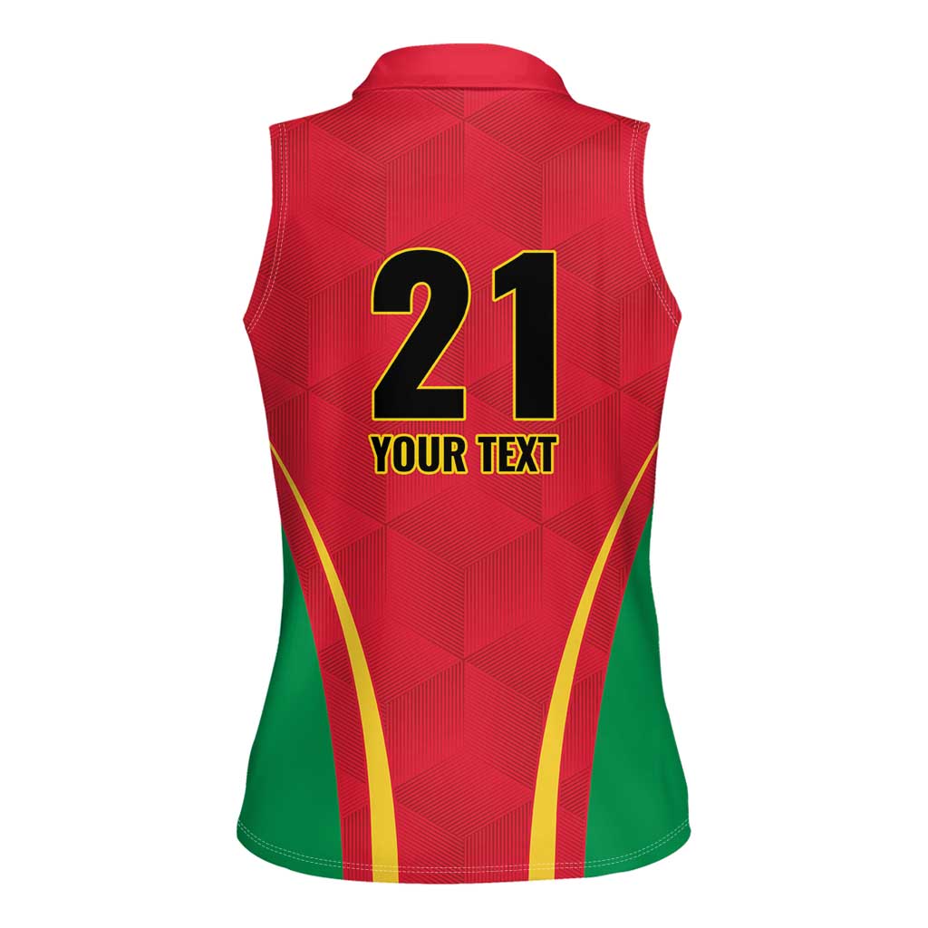 Custom Guyana Victory Run 2025 Women Sleeveless Polo Shirt Caribbean Cricket Supporter Amazon Warriors - Wonder Print Shop