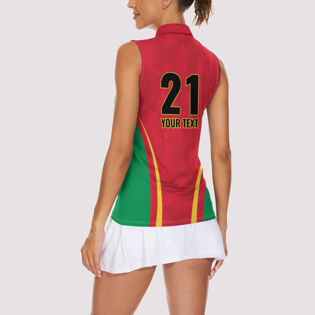 Custom Guyana Victory Run 2025 Women Sleeveless Polo Shirt Caribbean Cricket Supporter Amazon Warriors - Wonder Print Shop