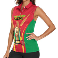 Custom Guyana Victory Run 2025 Women Sleeveless Polo Shirt Caribbean Cricket Supporter Amazon Warriors - Wonder Print Shop