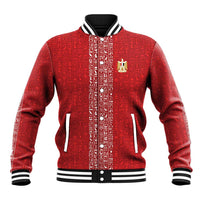 World Football 2026 Egypt Custom Baseball Jacket Red Ancient Egyptian Hieroglyphs - Wonder Print Shop
