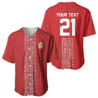 World Football 2026 Egypt Custom Baseball Jersey Red Ancient Egyptian Hieroglyphs LT9