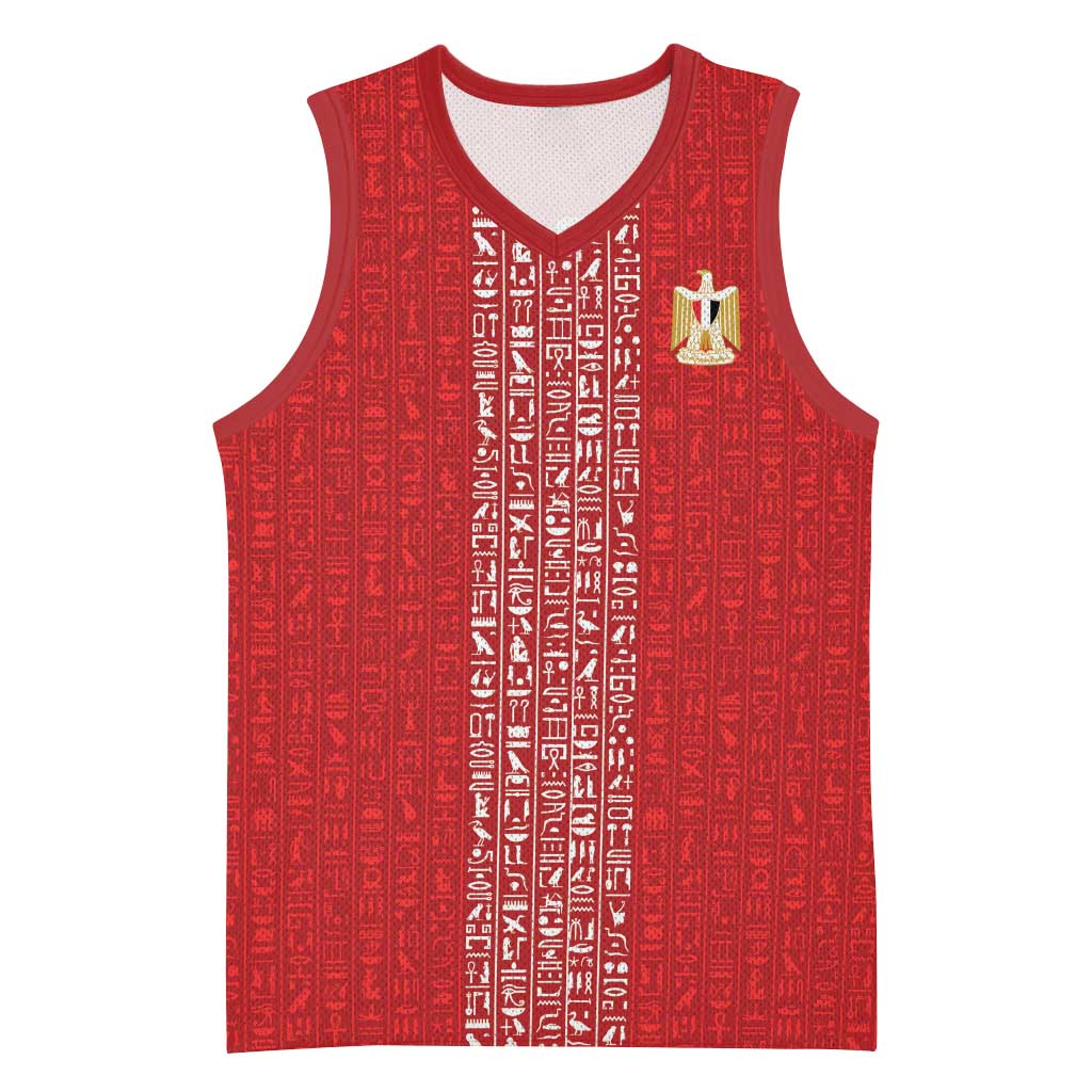 World Football 2026 Egypt Custom Basketball Jersey Red Ancient Egyptian Hieroglyphs - Wonder Print Shop