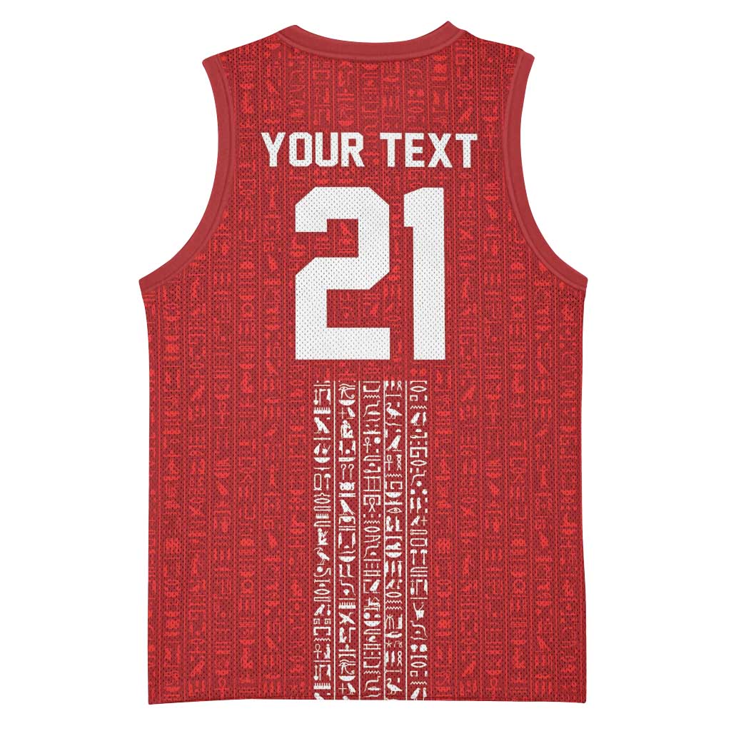 World Football 2026 Egypt Custom Basketball Jersey Red Ancient Egyptian Hieroglyphs - Wonder Print Shop