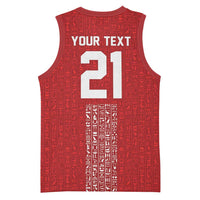 World Football 2026 Egypt Custom Basketball Jersey Red Ancient Egyptian Hieroglyphs - Wonder Print Shop