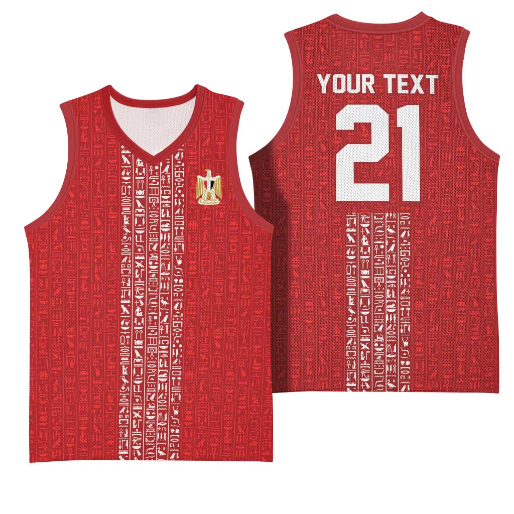 World Football 2026 Egypt Custom Basketball Jersey Red Ancient Egyptian Hieroglyphs - Wonder Print Shop