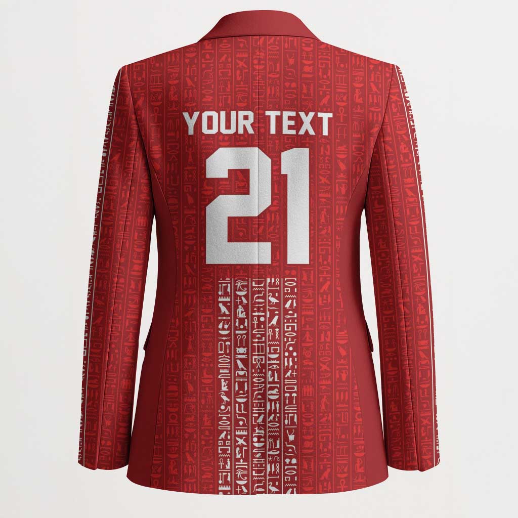 World Football 2026 Egypt Custom Blazer Red Ancient Egyptian Hieroglyphs - Wonder Print Shop