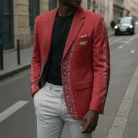 World Football 2026 Egypt Custom Blazer Red Ancient Egyptian Hieroglyphs - Wonder Print Shop