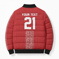 World Football 2026 Egypt Custom Bomber Puffer Jacket Red Ancient Egyptian Hieroglyphs - Wonder Print Shop