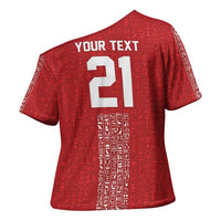 World Football 2026 Egypt Custom Cross Shoulder Shirt Red Ancient Egyptian Hieroglyphs - Wonder Print Shop