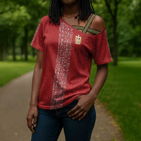 World Football 2026 Egypt Custom Cross Shoulder Shirt Red Ancient Egyptian Hieroglyphs - Wonder Print Shop