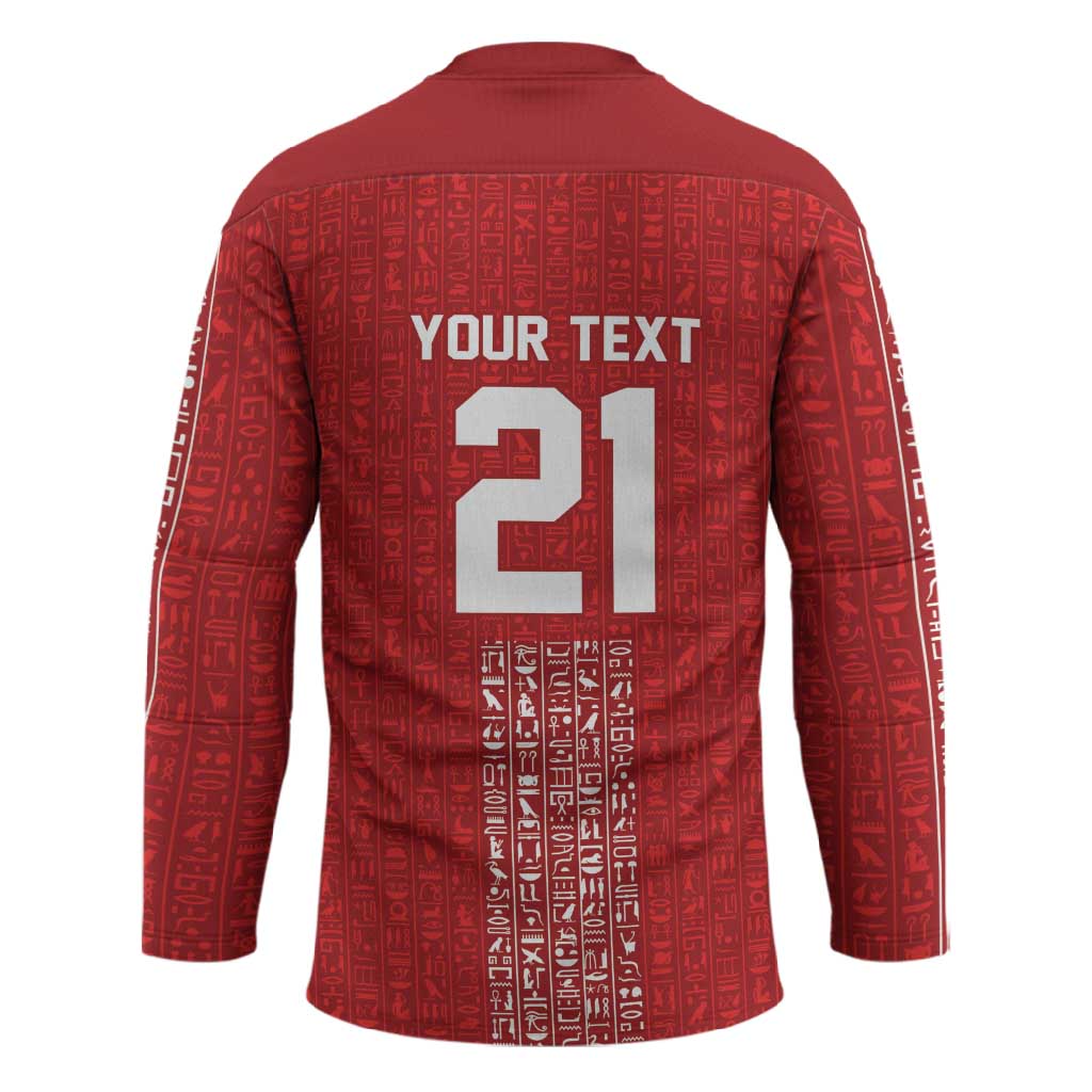 World Football 2026 Egypt Custom Hockey Jersey Red Ancient Egyptian Hieroglyphs - Wonder Print Shop