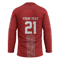 World Football 2026 Egypt Custom Hockey Jersey Red Ancient Egyptian Hieroglyphs - Wonder Print Shop