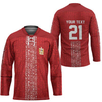 World Football 2026 Egypt Custom Hockey Jersey Red Ancient Egyptian Hieroglyphs - Wonder Print Shop