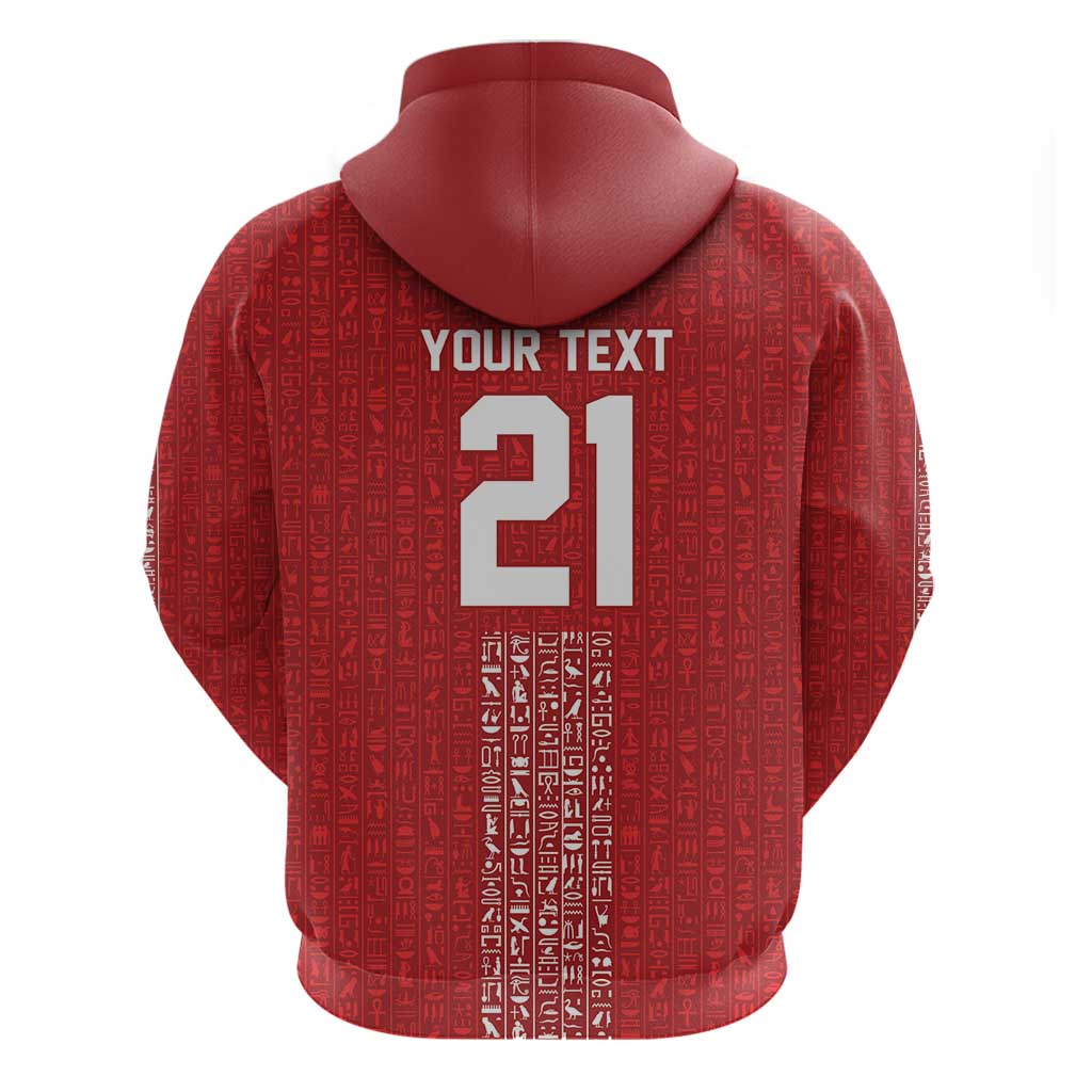 World Football 2026 Egypt Custom Hoodie Red Ancient Egyptian Hieroglyphs - Wonder Print Shop