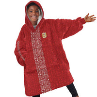 World Football 2026 Egypt Custom Kid Wearable Blanket Hoodie Red Ancient Egyptian Hieroglyphs - Wonder Print Shop