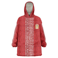 World Football 2026 Egypt Custom Kid Wearable Blanket Hoodie Red Ancient Egyptian Hieroglyphs - Wonder Print Shop