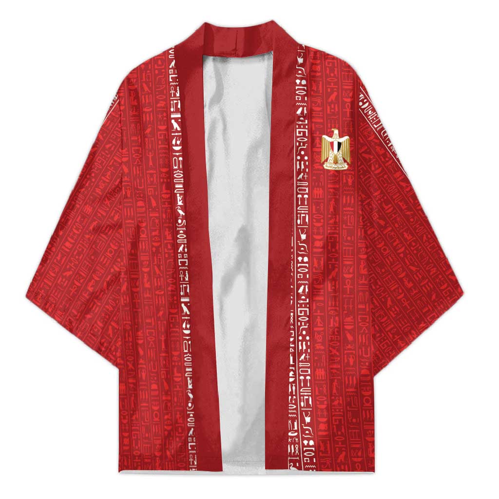 World Football 2026 Egypt Custom Kimono Red Ancient Egyptian Hieroglyphs - Wonder Print Shop