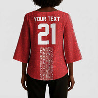 World Football 2026 Egypt Custom Kimono Sleeve Blouse Red Ancient Egyptian Hieroglyphs - Wonder Print Shop