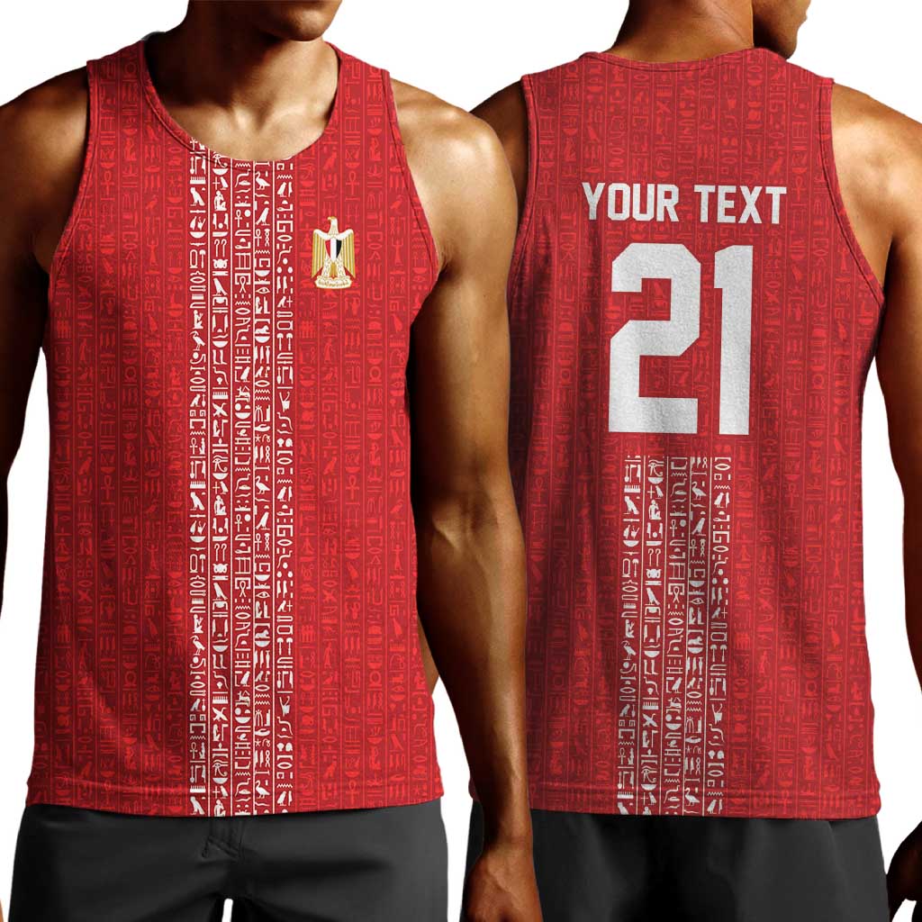 World Football 2026 Egypt Custom Men Tank Top Red Ancient Egyptian Hieroglyphs - Wonder Print Shop