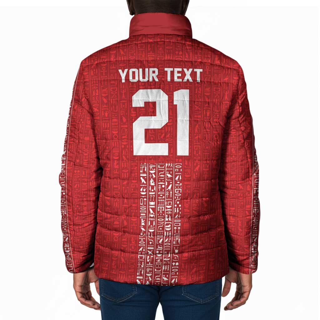 World Football 2026 Egypt Custom Padded Jacket Red Ancient Egyptian Hieroglyphs - Wonder Print Shop