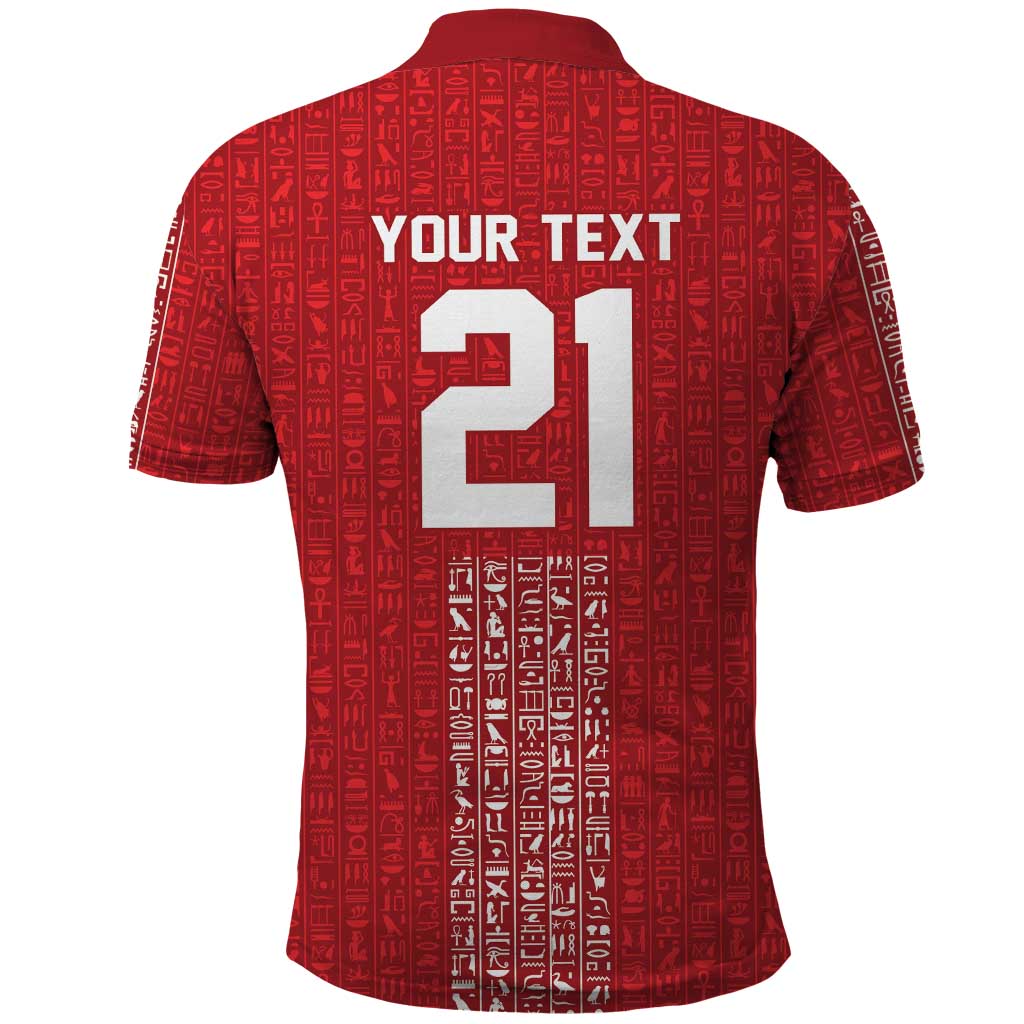 World Football 2026 Egypt Custom Polo Shirt Red Ancient Egyptian Hieroglyphs LT9