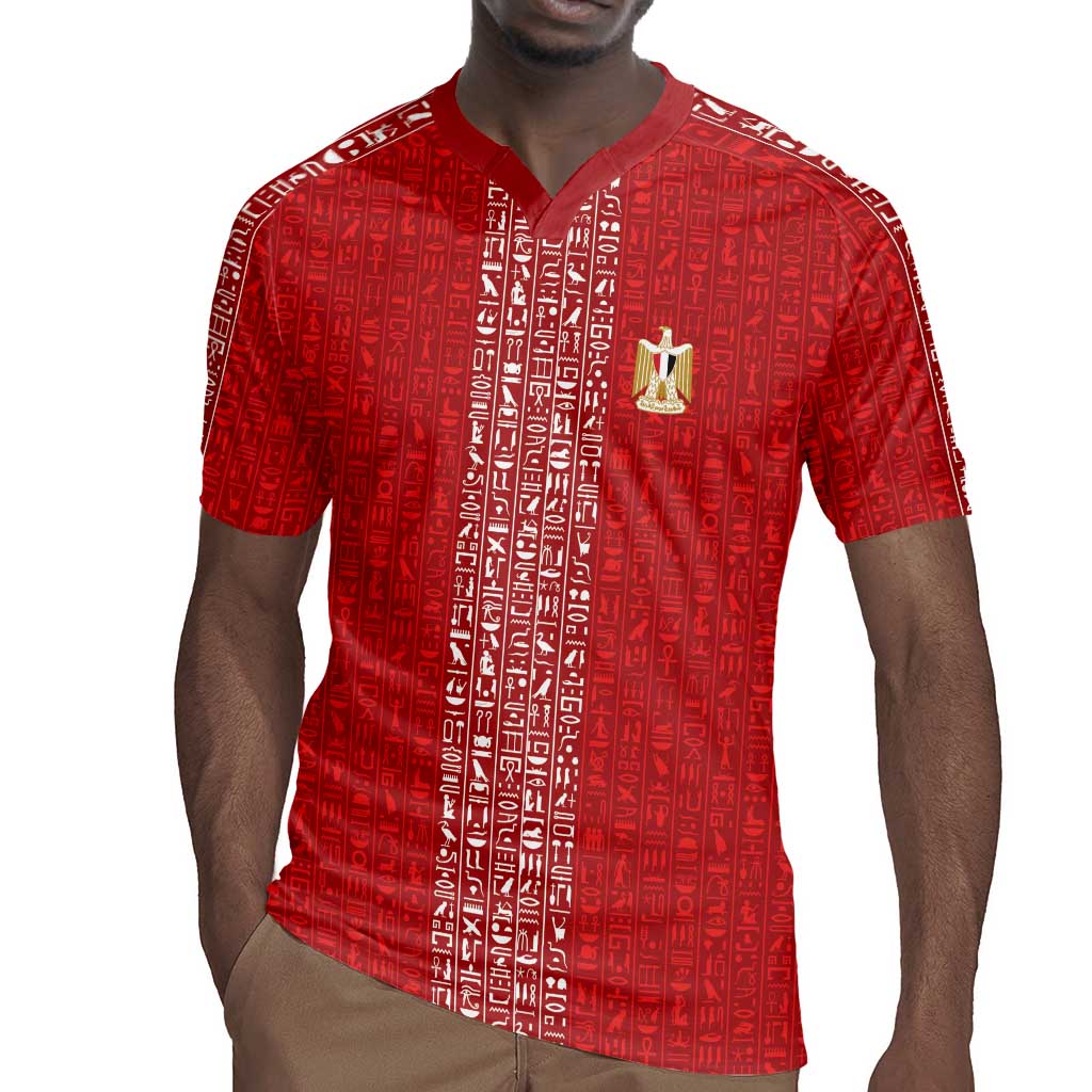 World Football 2026 Egypt Custom Rugby Jersey Red Ancient Egyptian Hieroglyphs LT9
