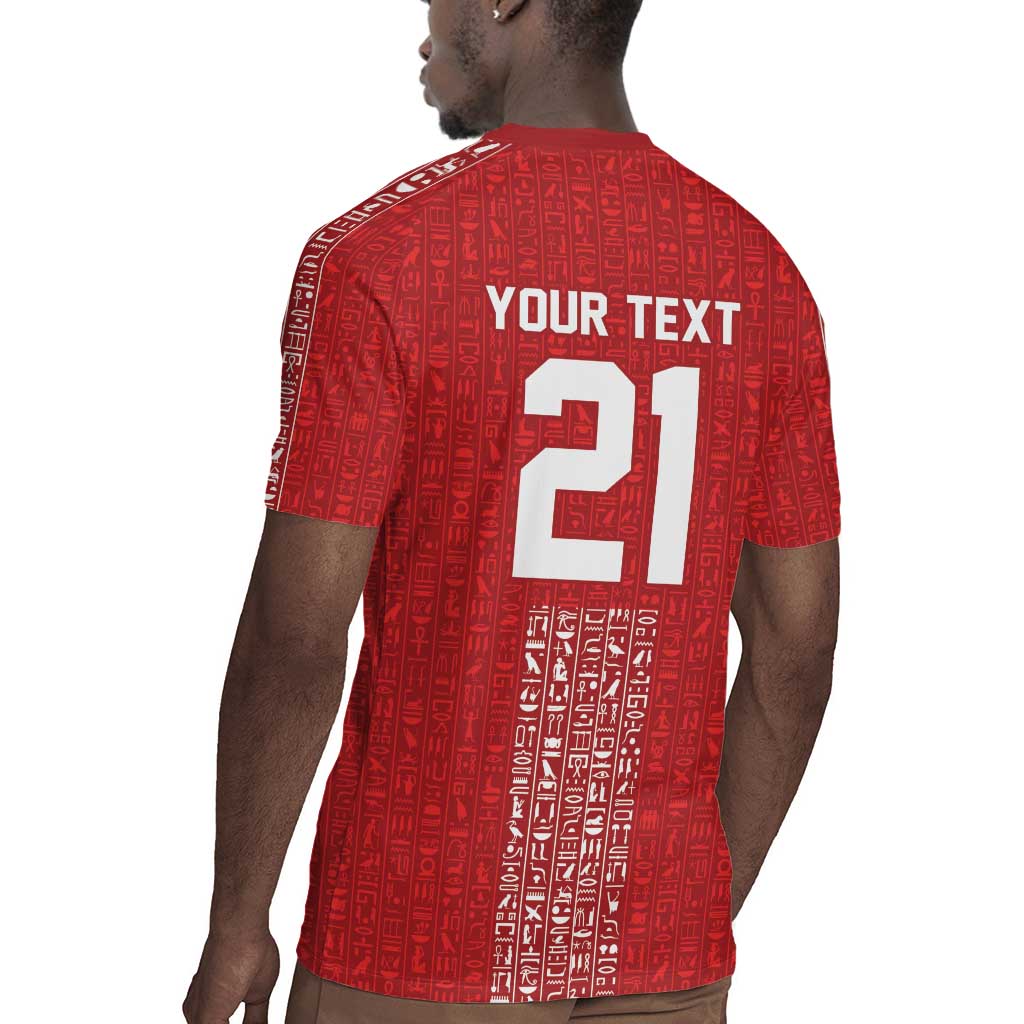 World Football 2026 Egypt Custom Rugby Jersey Red Ancient Egyptian Hieroglyphs LT9