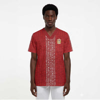 World Football 2026 Egypt Custom Scrub Top Red Ancient Egyptian Hieroglyphs - Wonder Print Shop