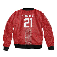 World Football 2026 Egypt Custom Sleeve Zip Bomber Jacket Red Ancient Egyptian Hieroglyphs - Wonder Print Shop