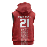 World Football 2026 Egypt Custom Sleeveless Hoodie Red Ancient Egyptian Hieroglyphs - Wonder Print Shop