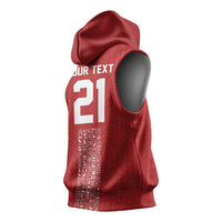 World Football 2026 Egypt Custom Sleeveless Hoodie Red Ancient Egyptian Hieroglyphs - Wonder Print Shop