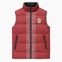 World Football 2026 Egypt Custom Sleeveless Puffer Jacket Red Ancient Egyptian Hieroglyphs - Wonder Print Shop