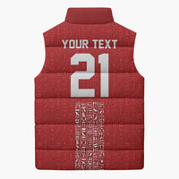 World Football 2026 Egypt Custom Sleeveless Puffer Jacket Red Ancient Egyptian Hieroglyphs - Wonder Print Shop