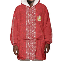 World Football 2026 Egypt Custom Wearable Blanket Hoodie Red Ancient Egyptian Hieroglyphs - Wonder Print Shop