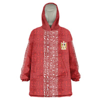 World Football 2026 Egypt Custom Wearable Blanket Hoodie Red Ancient Egyptian Hieroglyphs - Wonder Print Shop