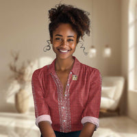 World Football 2026 Egypt Custom Women Casual Shirt Red Ancient Egyptian Hieroglyphs - Wonder Print Shop