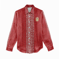 World Football 2026 Egypt Custom Women Casual Shirt Red Ancient Egyptian Hieroglyphs - Wonder Print Shop
